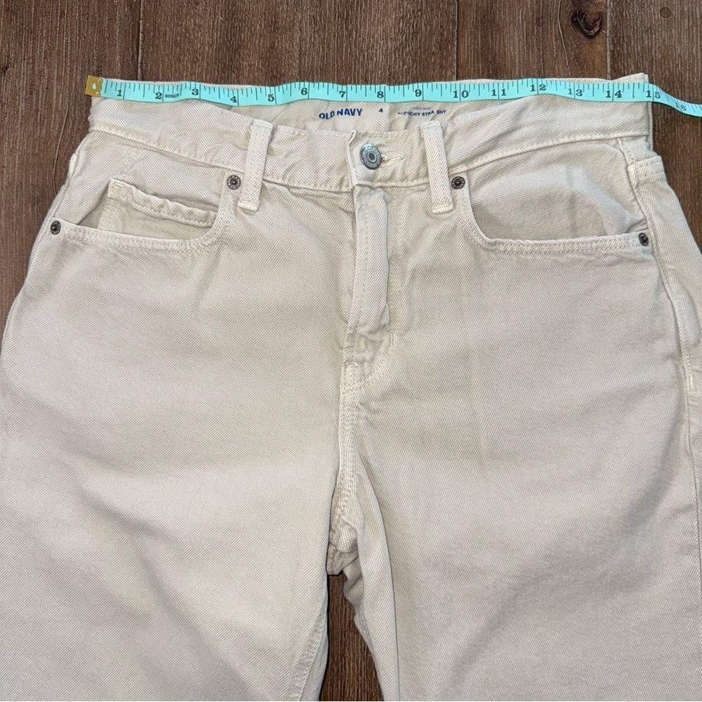 Old Navy Jean Slouchy High Rise Straight Leg 4 cream Tapered - Picture 4 of 9